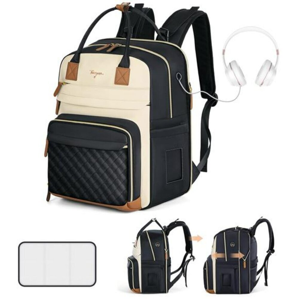 Expandable Diaper Bag Backpack for Twins Travel Baby Bag with Changing Pad